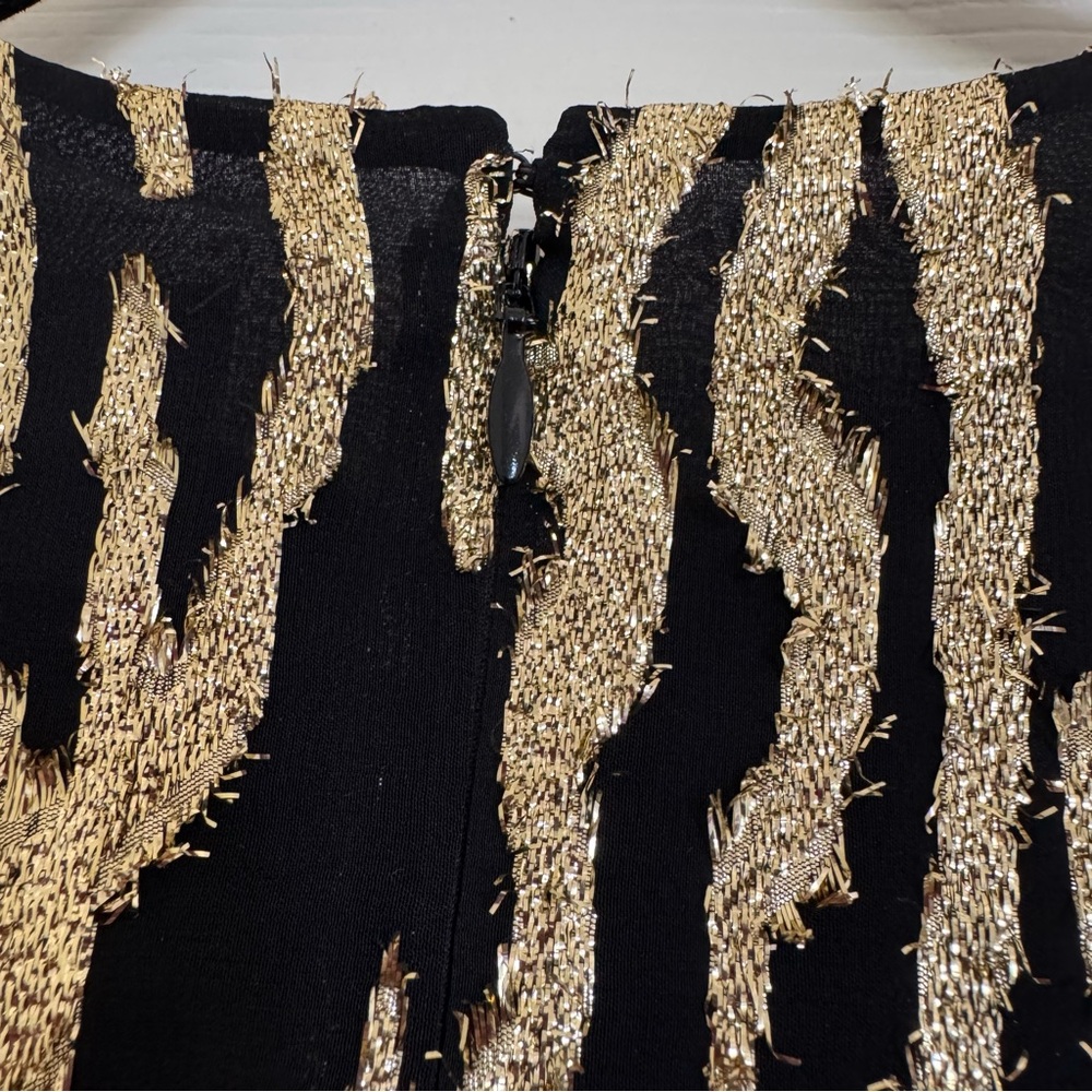 CELINE Paris Black and Gold Lame Patterned Mini Dress FR 38 US2/4 - Picture 7 of 11